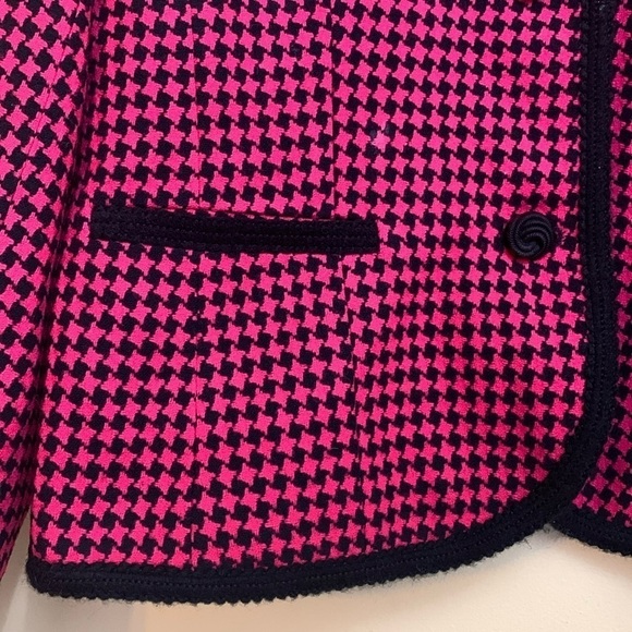 Pendleton Vintage Raspberry Red Black Houndstooth Wool Button Blazer Jacket 10 - Picture 12 of 17